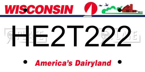 HE2T222 Wisconsin License Plate