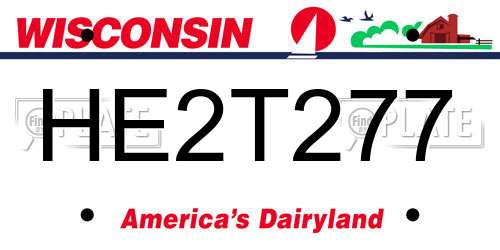 HE2T277 Wisconsin License Plate