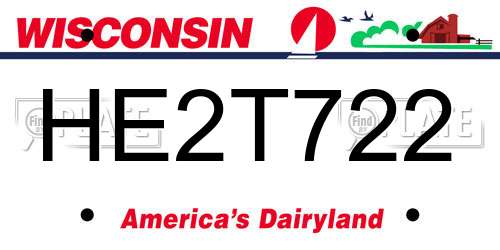 HE2T722 Wisconsin License Plate