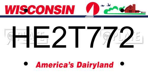 HE2T772 Wisconsin License Plate