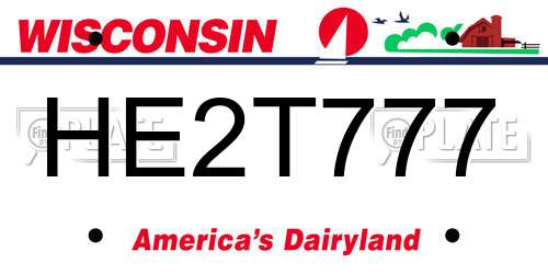 HE2T777 Wisconsin License Plate