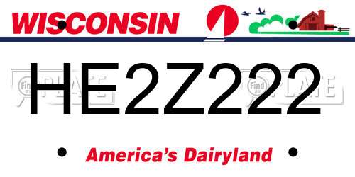 HE2Z222 Wisconsin License Plate
