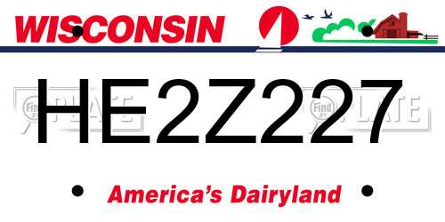 HE2Z227 Wisconsin License Plate
