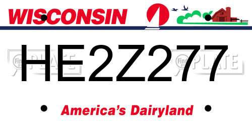 HE2Z277 Wisconsin License Plate