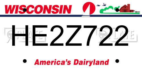 HE2Z722 Wisconsin License Plate
