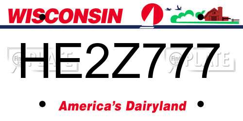 HE2Z777 Wisconsin License Plate