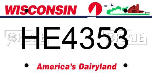 HE4353 Wisconsin License Plate