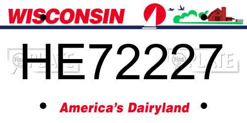 HE72227 Wisconsin License Plate