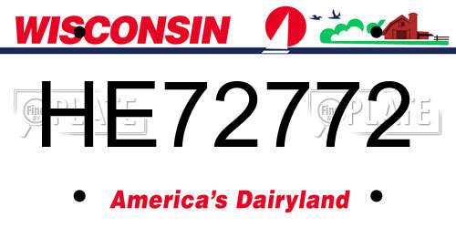 HE72772 Wisconsin License Plate