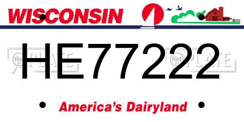 HE77222 Wisconsin License Plate