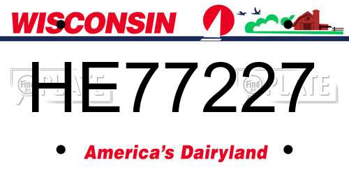 HE77227 Wisconsin License Plate