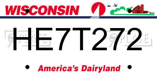 HE7T272 Wisconsin License Plate