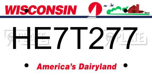 HE7T277 Wisconsin License Plate