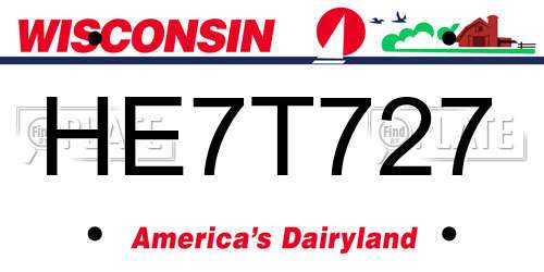 HE7T727 Wisconsin License Plate