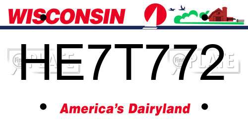 HE7T772 Wisconsin License Plate