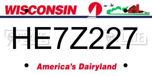 HE7Z227 Wisconsin License Plate