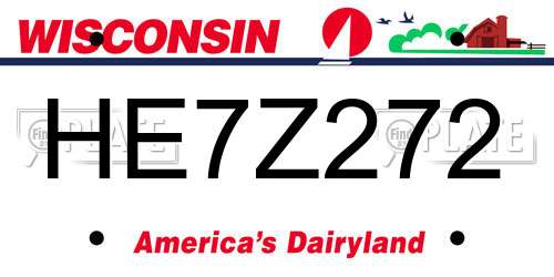 HE7Z272 Wisconsin License Plate