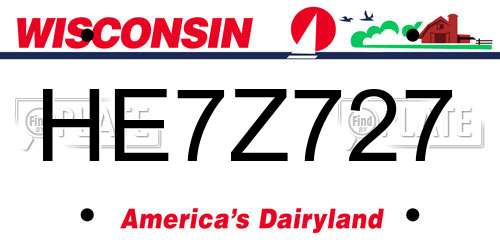 HE7Z727 Wisconsin License Plate