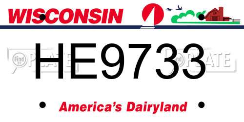 HE9733 Wisconsin License Plate