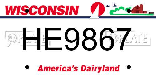 HE9867 Wisconsin License Plate