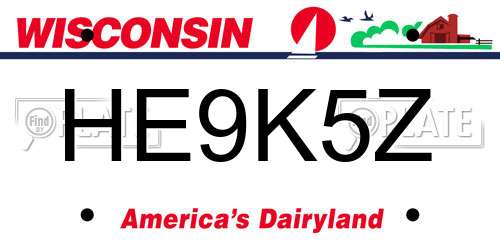 HE9K5Z Wisconsin License Plate