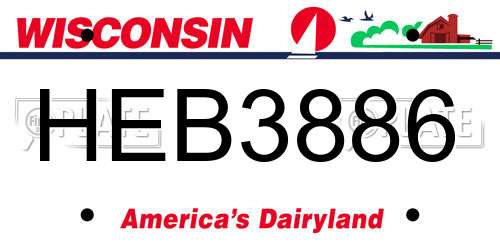HEB3886 Wisconsin License Plate