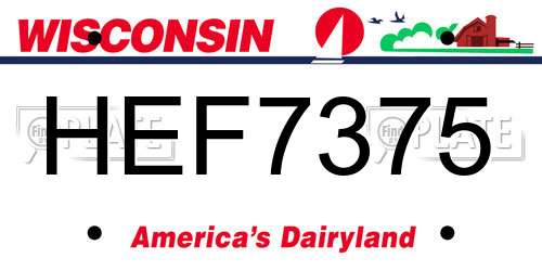 HEF7375 Wisconsin License Plate