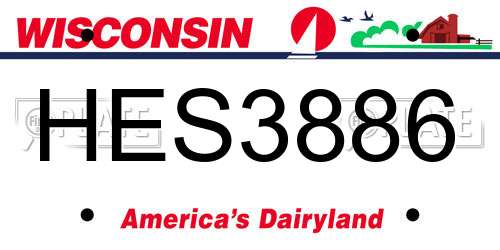 HES3886 Wisconsin License Plate