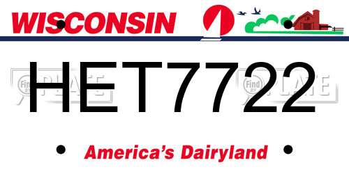 HET7722 Wisconsin License Plate