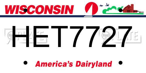 HET7727 Wisconsin License Plate