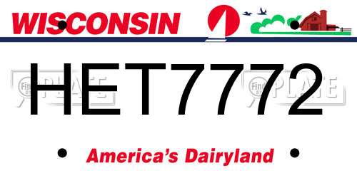 HET7772 Wisconsin License Plate