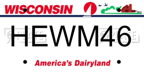 HEWM46 Wisconsin License Plate
