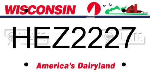 HEZ2227 Wisconsin License Plate