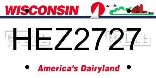 HEZ2727 Wisconsin License Plate