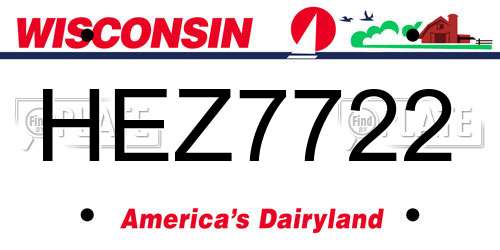 HEZ7722 Wisconsin License Plate