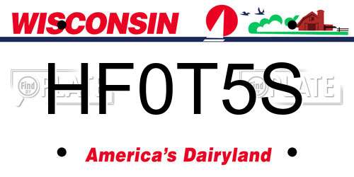 HF0T5S Wisconsin License Plate