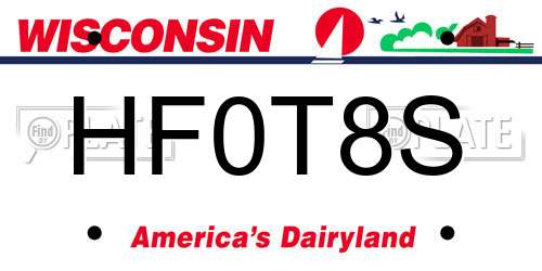 HF0T8S Wisconsin License Plate