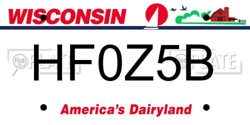 HF0Z5B Wisconsin License Plate