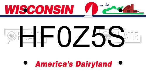 HF0Z5S Wisconsin License Plate