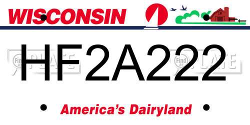 HF2A222 Wisconsin License Plate