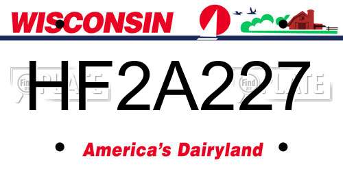 HF2A227 Wisconsin License Plate