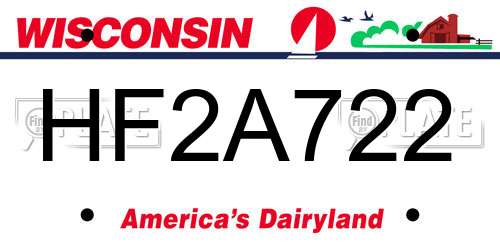 HF2A722 Wisconsin License Plate