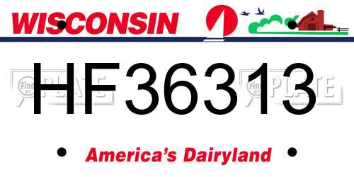 HF36313 Wisconsin License Plate