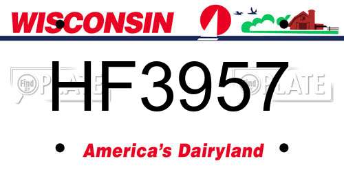 HF3957 Wisconsin License Plate