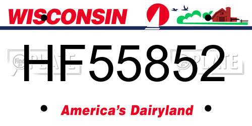 HF55852 Wisconsin License Plate