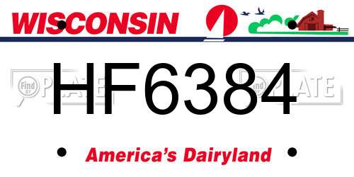 HF6384 Wisconsin License Plate