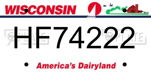 HF74222 Wisconsin License Plate