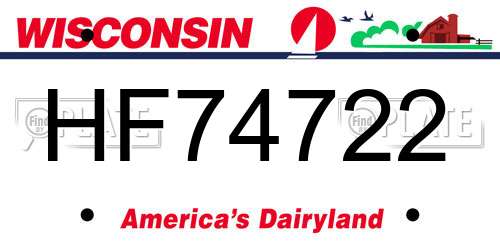 HF74722 Wisconsin License Plate