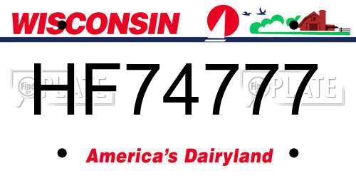 HF74777 Wisconsin License Plate