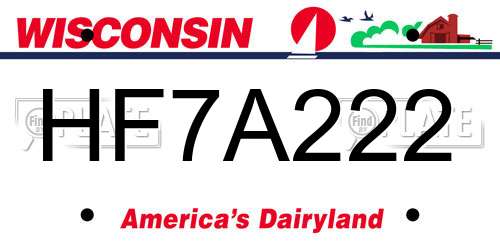 HF7A222 Wisconsin License Plate